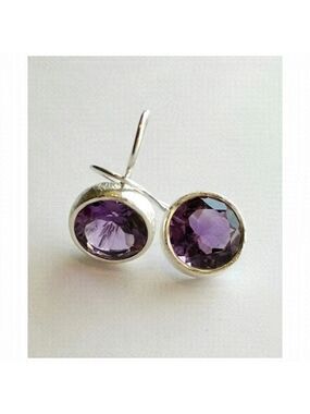 Sterling Silver Amethyst Drop Earrings